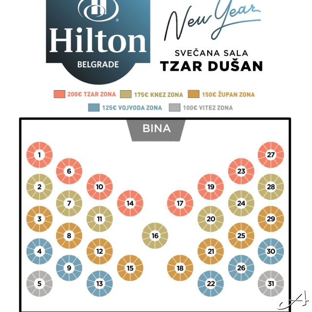 Hotel Hilton - mapa sedenja