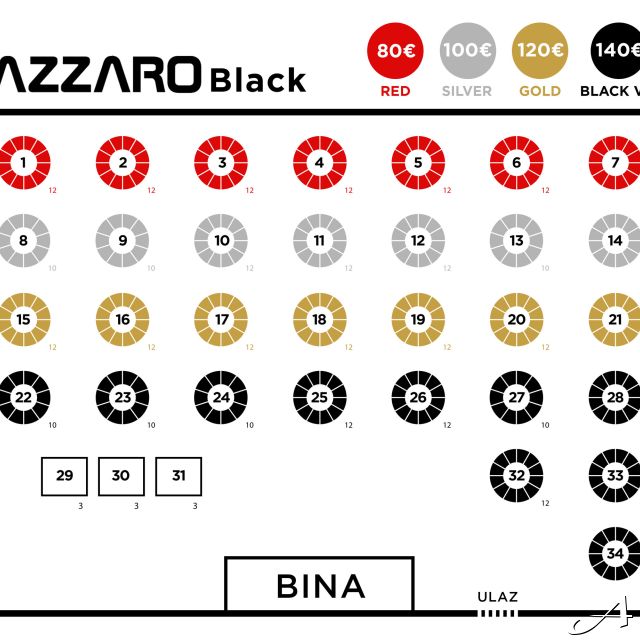 Restoran Azzaro Black Club - raspored stolova