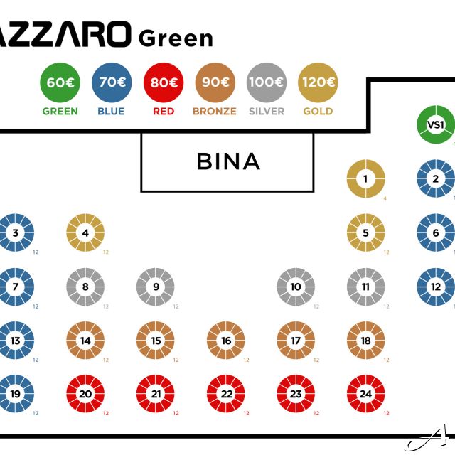 Restoran Azzaro Green Club - raspored stolova