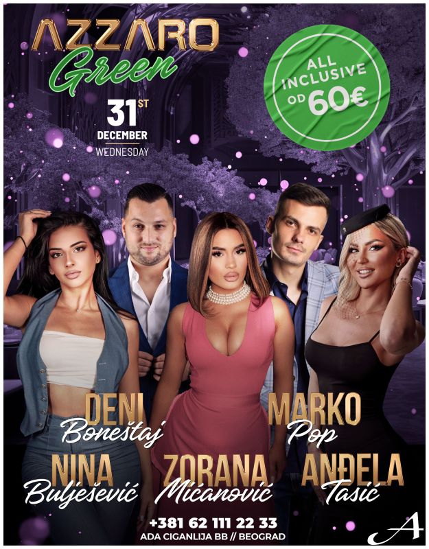 Nova godina 2026 uz Zoranu Mićanović u Azzaro restoranima na Adi Ciganliji